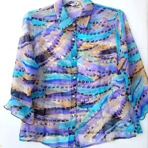 NICOLE 3/4 SLEEVED SEMI SHEER BLOUSE. SZ L